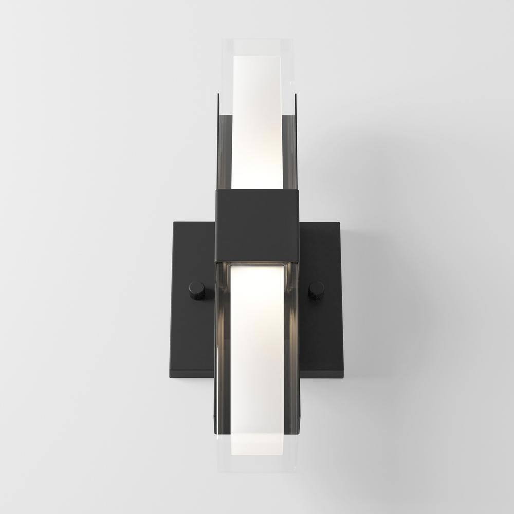 Artika Gemini Black Modern 3 CCT Integrated LED Outdoor Hardwired Garage and Porch Light Lantern Sconce OUT-GEC-MB