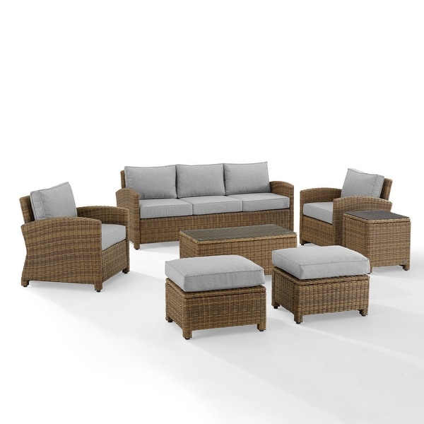 Crosley Bradenton 7Pc Outdoor Wicker Sofa Set