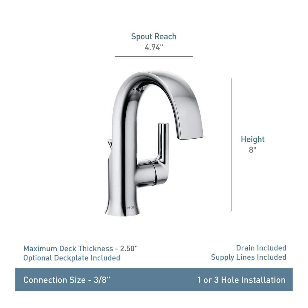 MOEN Doux Single Hole SingleHandle Bathroom Faucet in Brushed Nickel