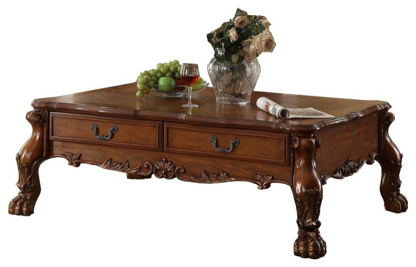 ACME Dresden 2 Drawer Wooden Coffee Table in Cherry Oak   Victorian   Coffee Tables   by Homesquare  Houzz