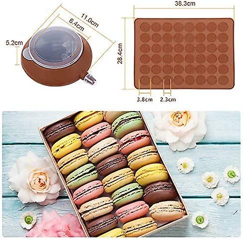 Macarons Baking Mat， Meringues Macarons Tray Silicone Mold For 48 Macarons Shells With 1 Piping Bag And 4 Different Shaped Tips