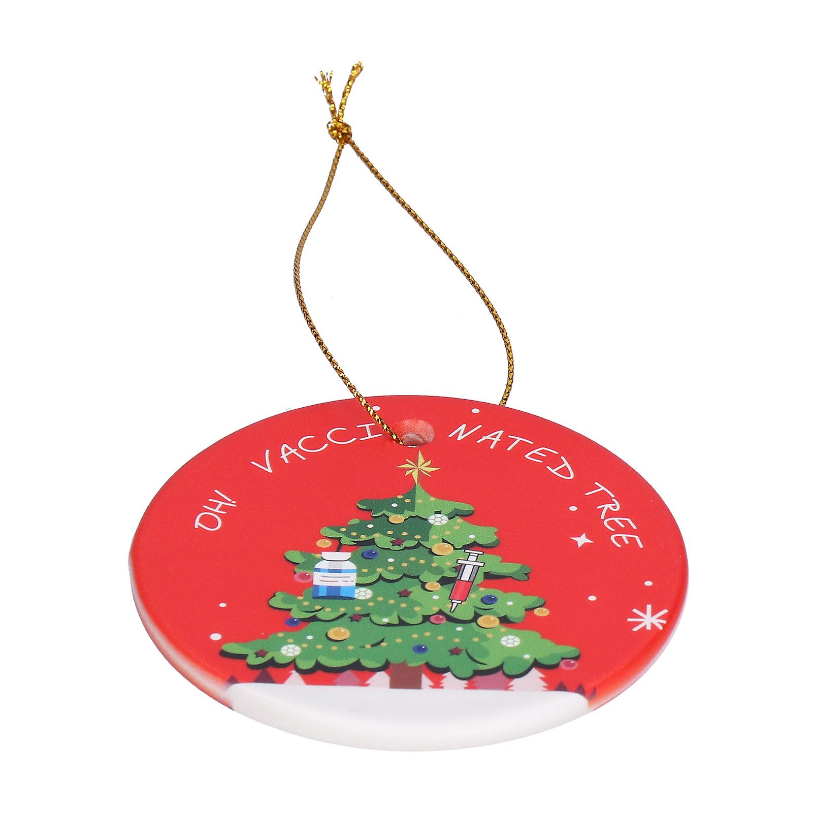 Christmas Tree Pendant Round Ceramic Christmas Hanging Ornament For Holiday Decoratione