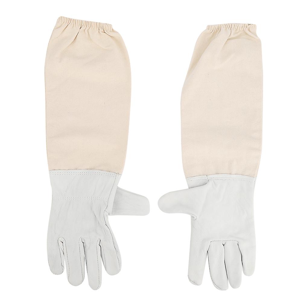 Goatskin  Leather Canvas Bee Gloves Anti-bee Anti-sting Long Sleeves Professional Apiculture Protective Equipmentxl