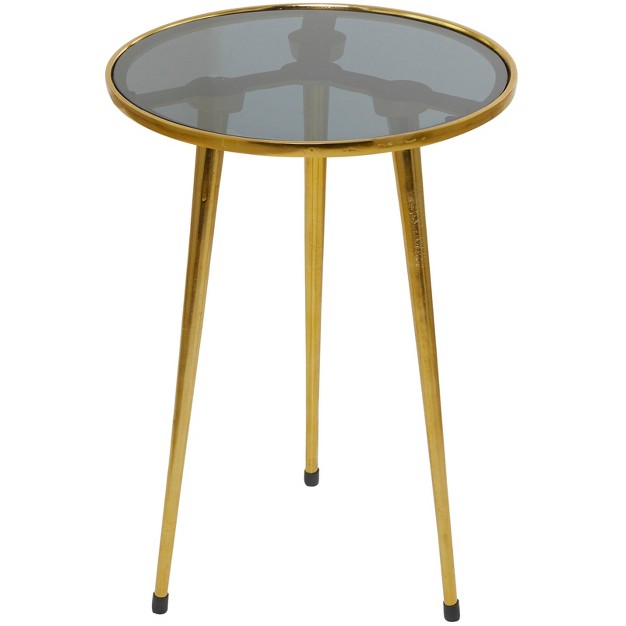 Contemporary Aluminum With Tripod Legs Accent Table Gold Olivia amp May