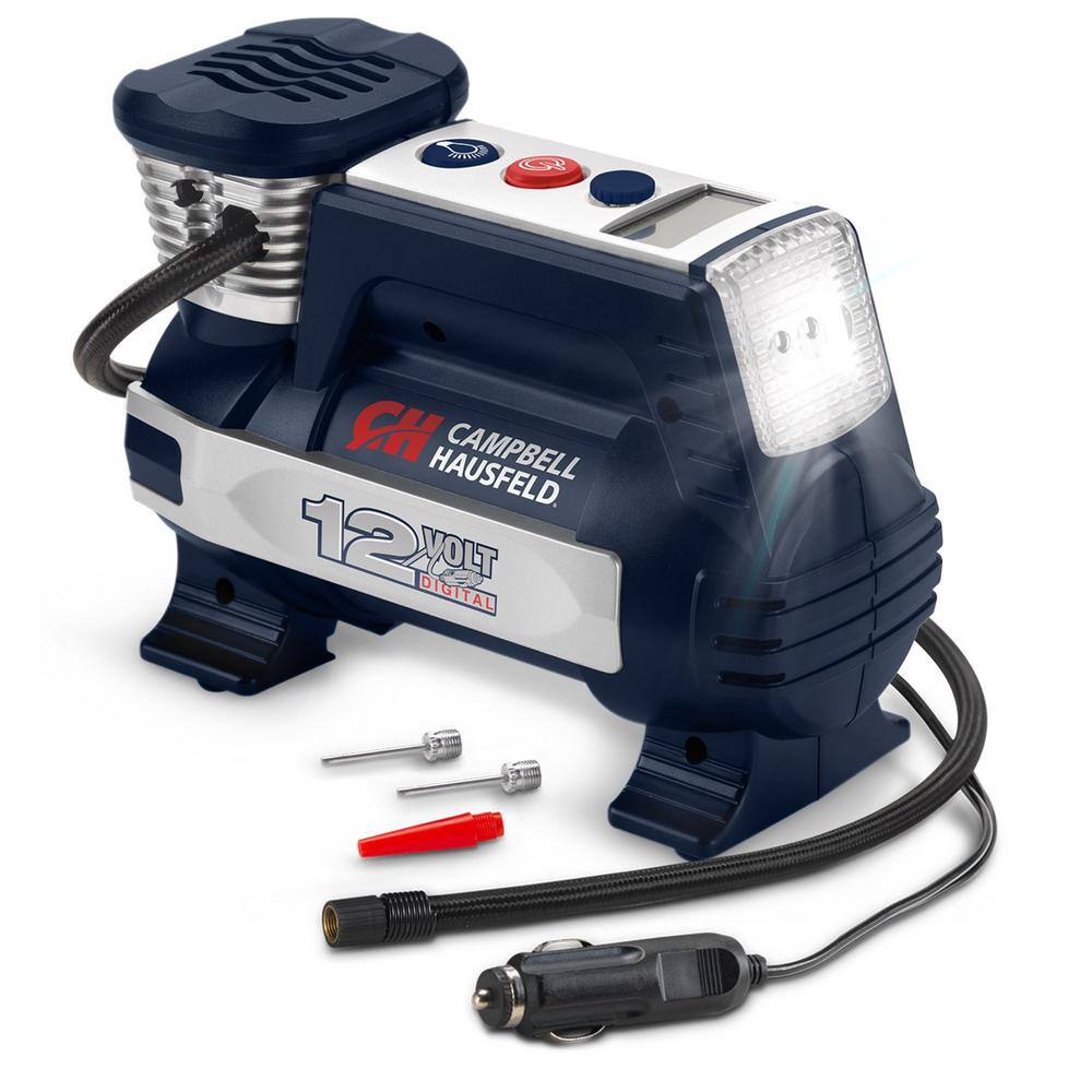 Campbell Hausfeld Digital Powerhouse 100 PSI 12V Portable Inflator with Automatic Shut-off Safety Light and Accessories AF011400