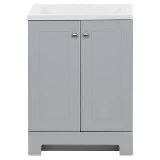 Glacier Bay 24.2 in. W x 18.8 in. D x 32.9 in. H Freestanding Bath Vanity in Pearl Gray with White Cultured Marble Top GB24P2-PG