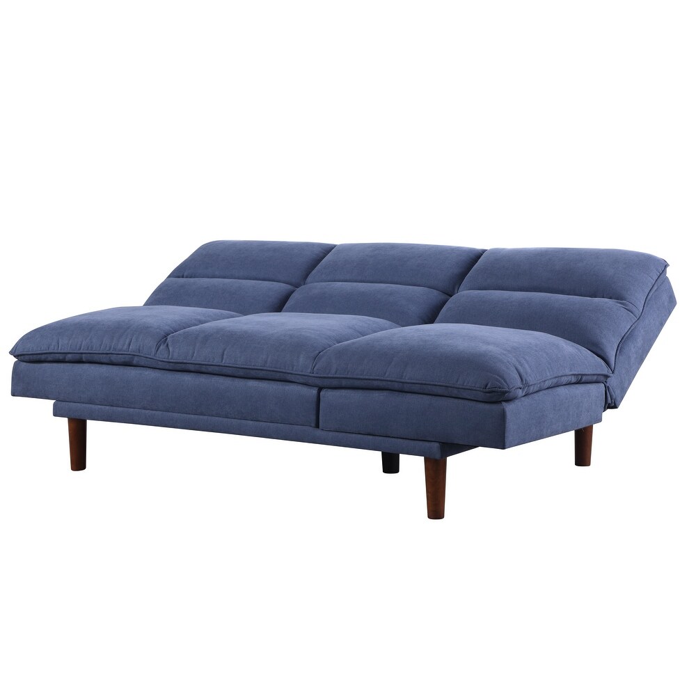 Modern Armless Fabric Blue Sofa Bed Adjustable Folding Sofa   37.01*76.38*41.73 inches