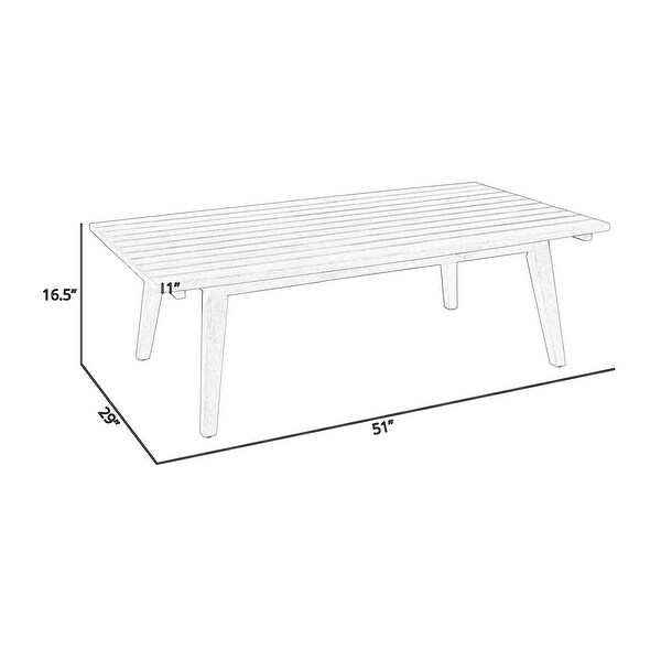 Ann 51 Inch Outdoor Patio Coffee Table，Natural Eucalyptus Wood，Slatted