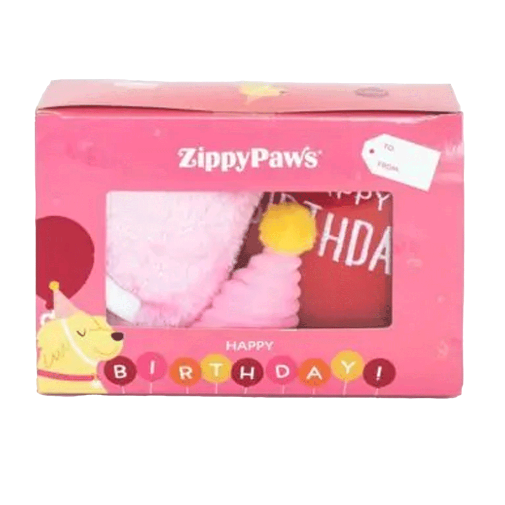 Zippy Paws Pink Birthday Box Dog Toys