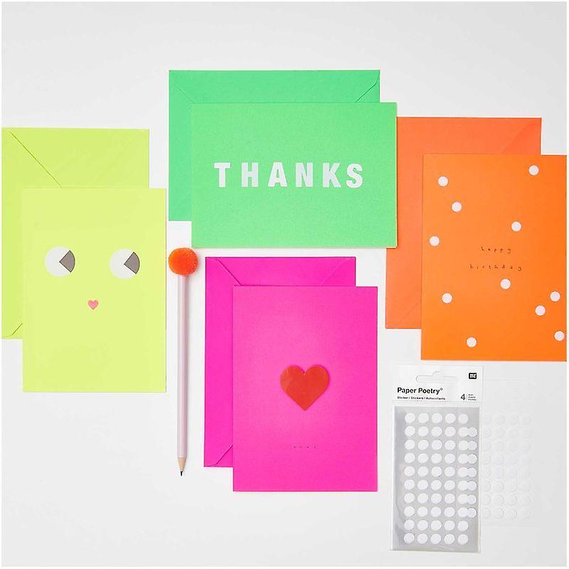 12 Cards and Neon Color Envelopes - B6