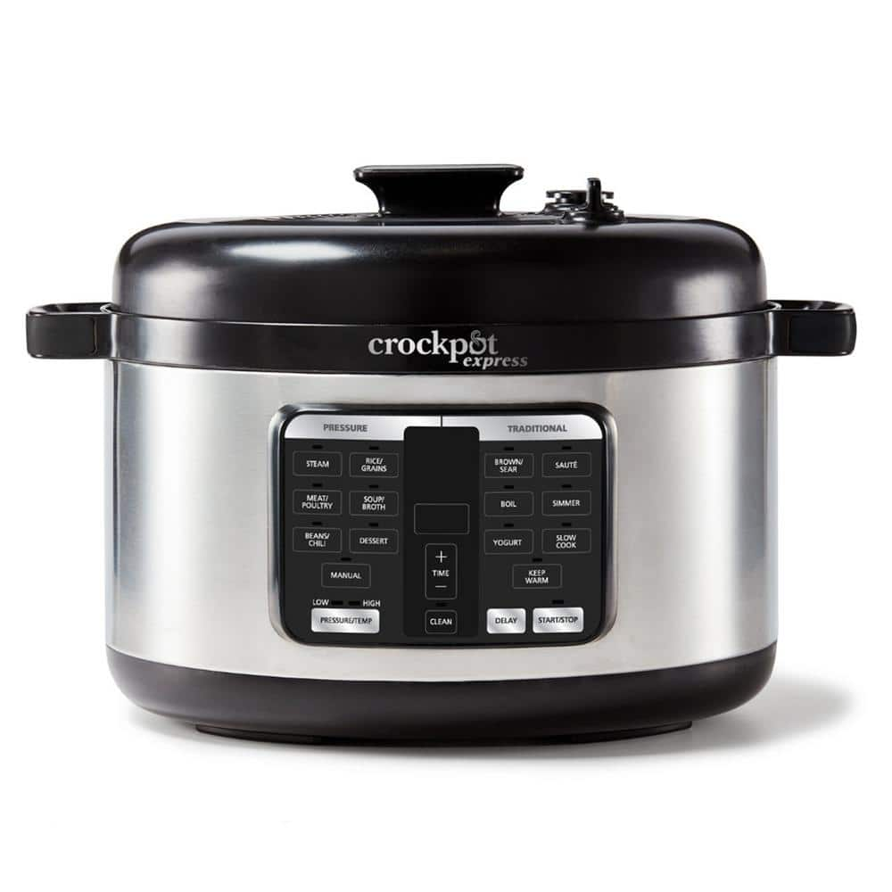 Crock-Pot Express 6 Qt. Stainless Steel 3-Piece Oval Max Electrical Pressure Cooker 985119583M