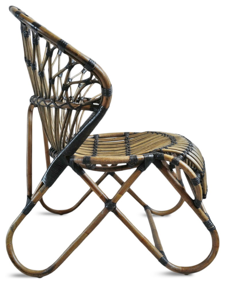 Tea Stain Bamboo and Rattan Side Chair   Tropical   Armchairs And Accent Chairs   by Design Mix Furniture  Houzz