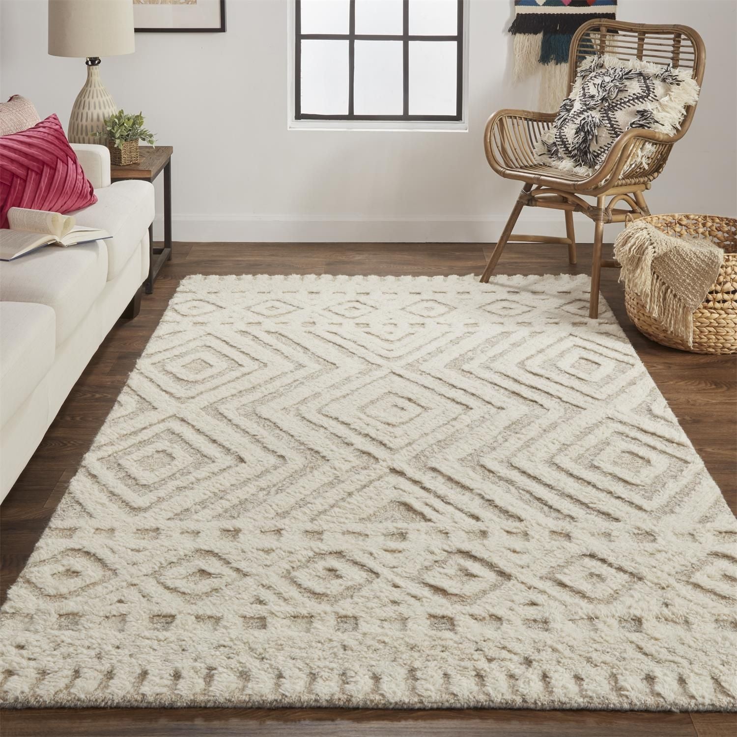 Elika Hand Tufted Ivory and Tan Rug by BD Fine