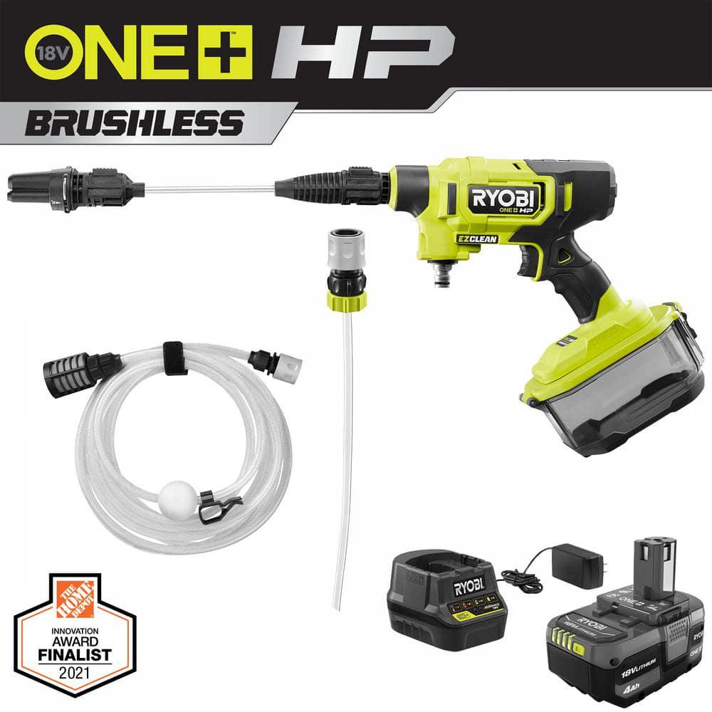 RYOBI ONE HP 18V Brushless EZClean 600 PSI 07 GPM Cordless Battery Cold Water Power Cleaner with 40 Ah Battery and Charger