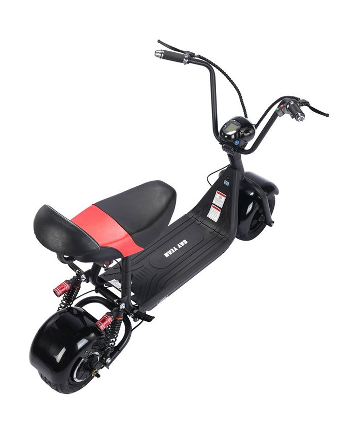 MotoTec Mini Fat Tire 48V 500W Electric Scooter Black-Two-Seater