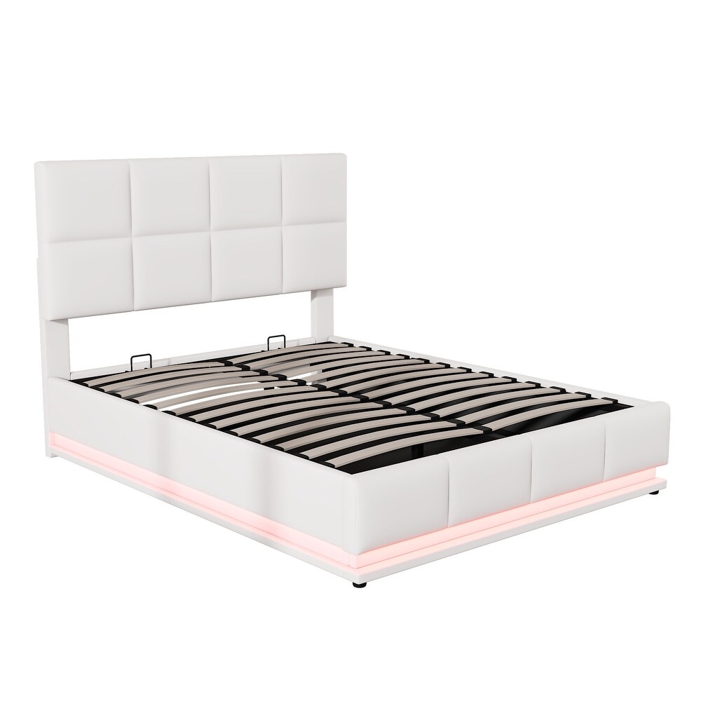 Hydraulic Storage Bed Tufted Upholstered Platform Bed with USB Charger