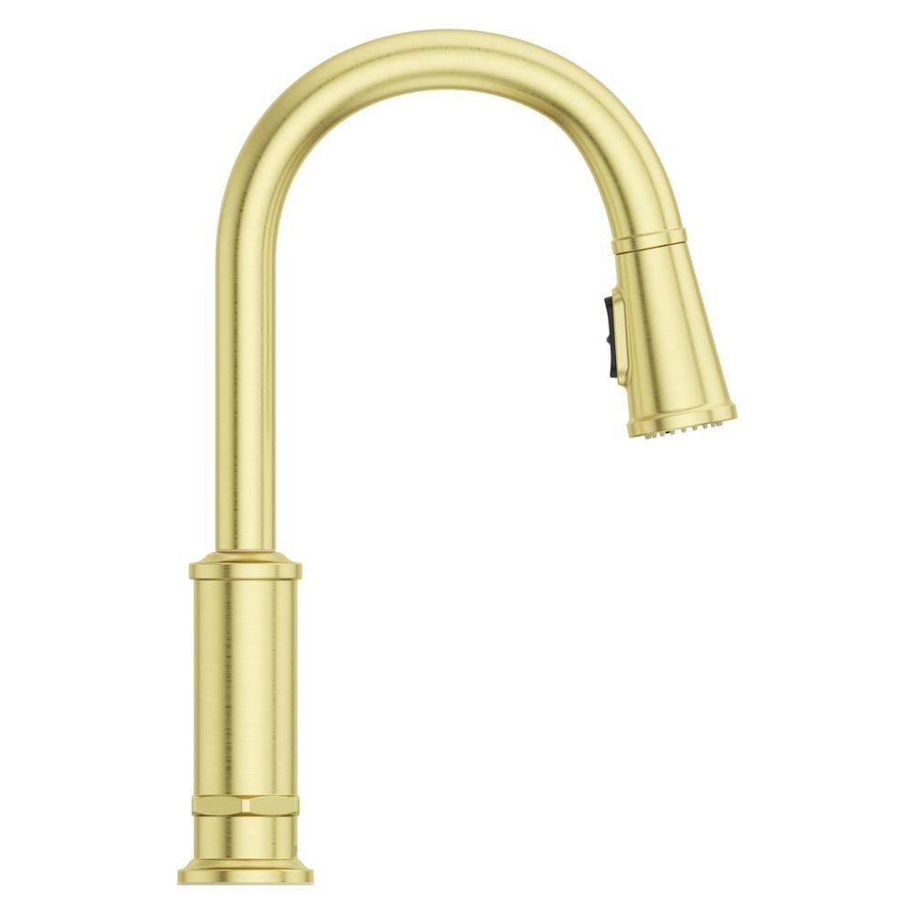 Pfister Port Haven Single-Handle Pull Down Sprayer Kitchen Faucet in Brushed Gold GT529-TDBG