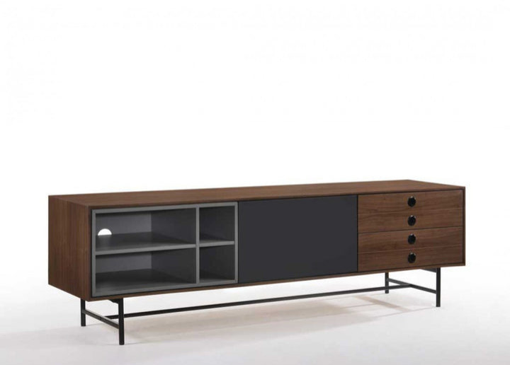 Lisette Mid  Century Modern Walnut and Gray Tv Stand   Transitional   Entertainment Centers And Tv Stands   by V.S.D Furniture  Houzz