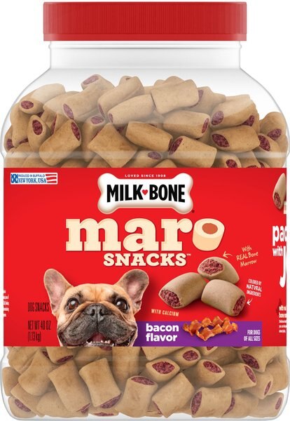 Milk-Bone MaroSnacks Bacon Flavor Dog Treats， 40-oz tub