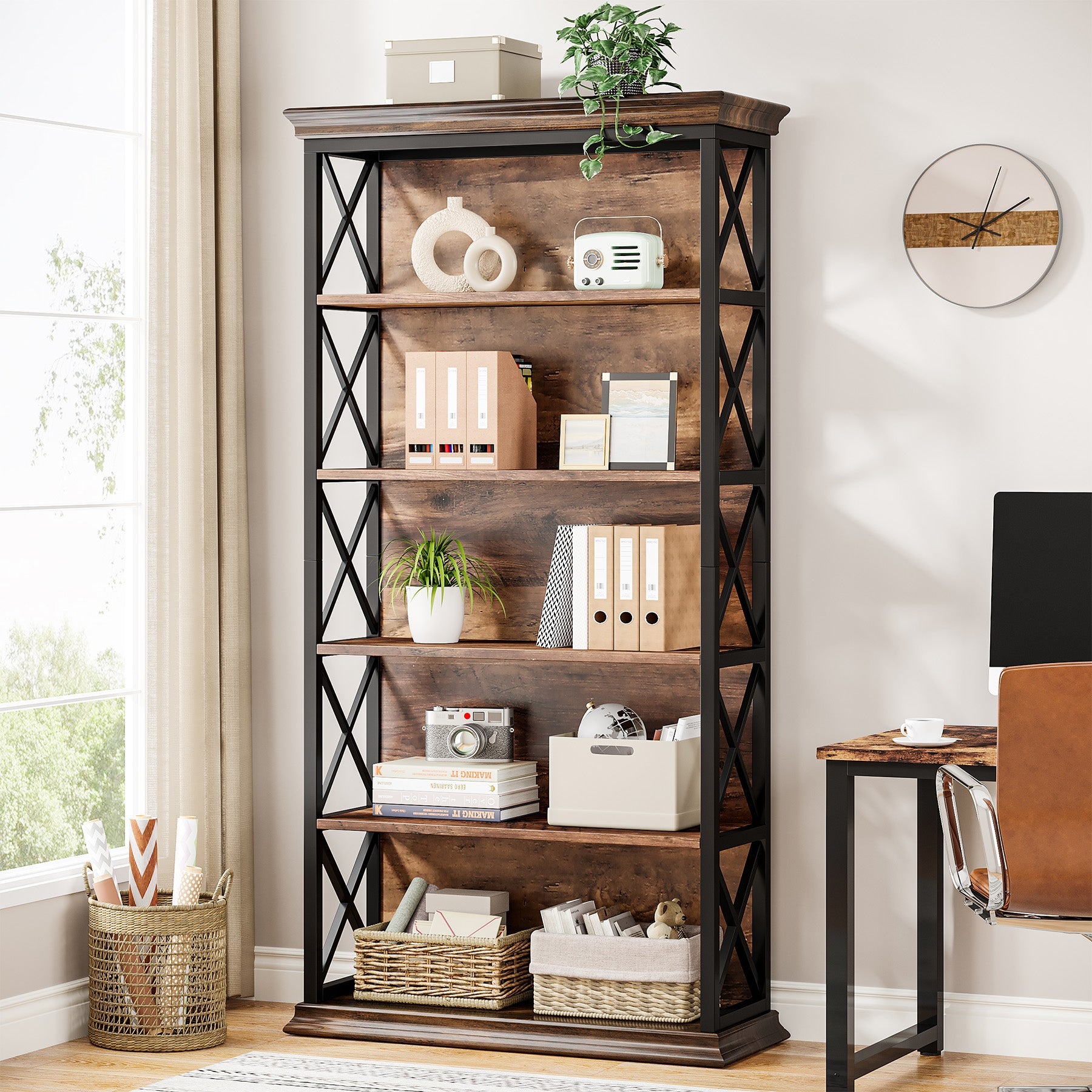 6-Tier Bookshelf, 70.87 Etagere Bookcase for Home Office