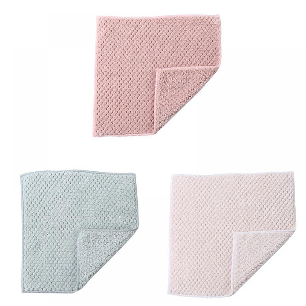 3PCS Kitchen Dishcloths 10x10 Inches Coral velvet Kitchen Dish Cloths Scrubbing Wash Cloths