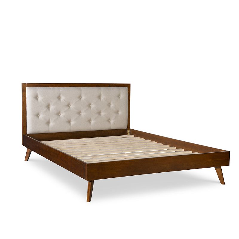 Linon Reid Mid-Century Modern Platform Queen Bed