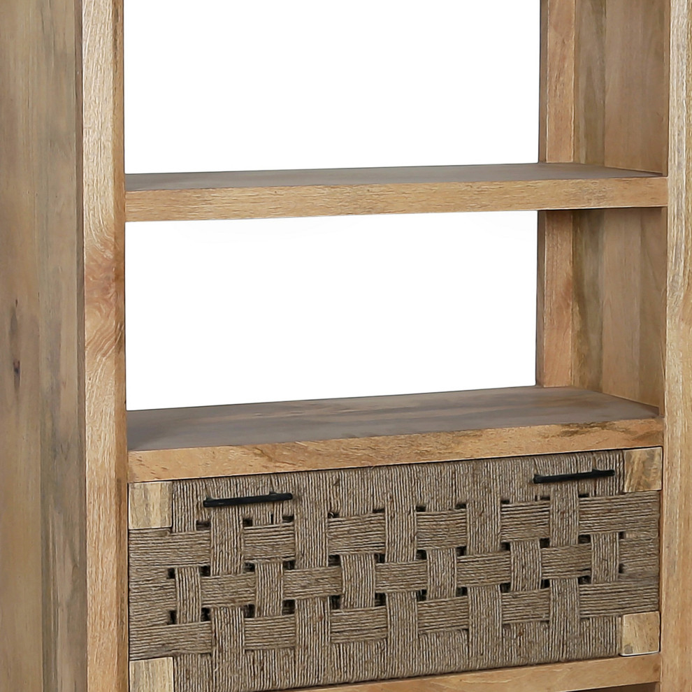 Benzara BM285246 Display Shelf Bookcase  1 Jute Drawer  4 Shelves  Brown   Farmhouse   Bookcases   by Uber Bazaar  Houzz