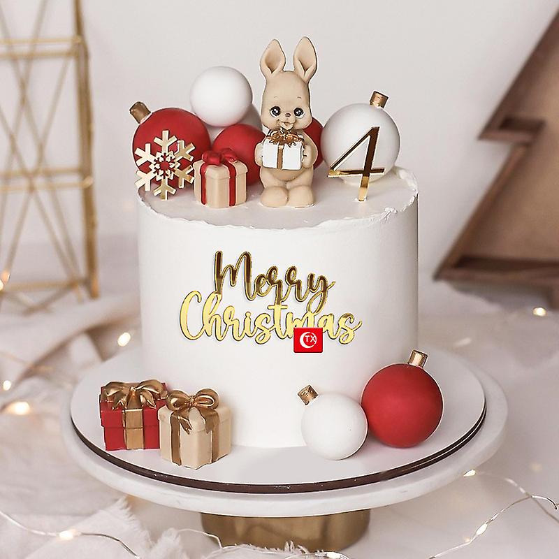 Born Pretty Gold Acrylic Merry Christmas Letter Cake Decoration Tool Diy Cake Topper 2023 Christmas Party Home Decoration 2024 New Year Noel