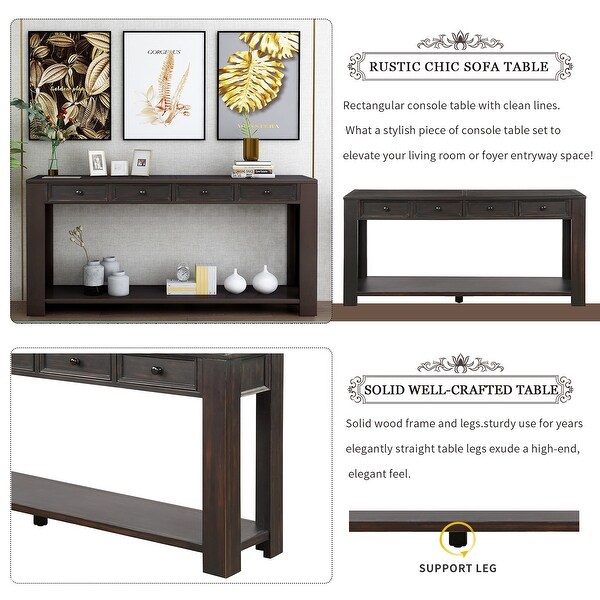 Console Table for Entryway Sofa Table with Drawers and Bottom Shelf