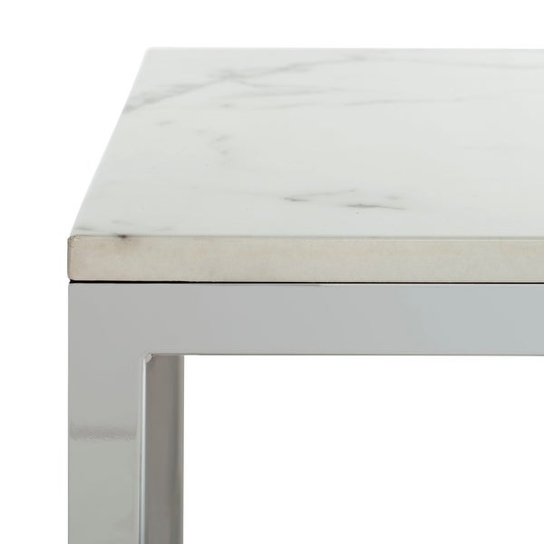 SAFAVIEH Bethany White/ Chrome Square End Table - 19.6