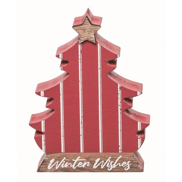 Transpac Wood Multicolored Christmas Ticking Stripe Tree Decor