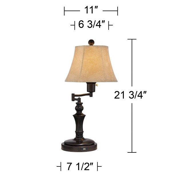 High Set Of 2 With Usb Port Bronze Metal Faux Leather Shade For Living Room Bedroom