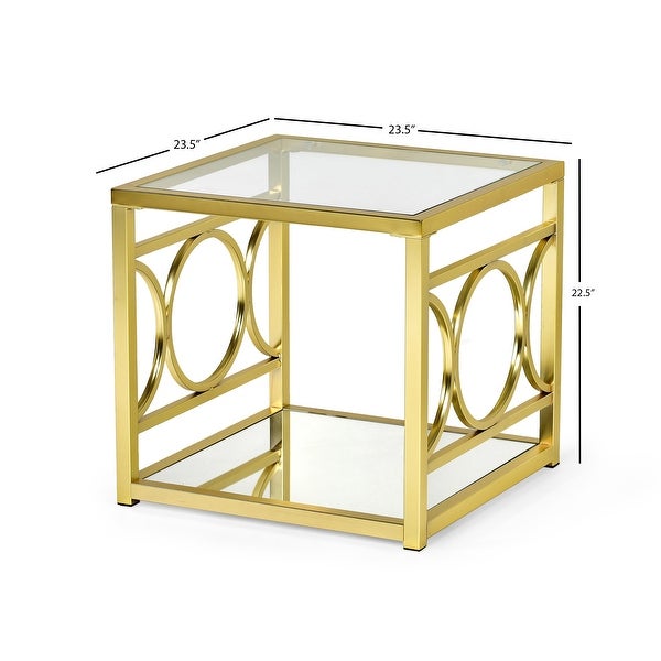 Oria Modern Tempered Glass and Gold Metal End Table by Greyson Living