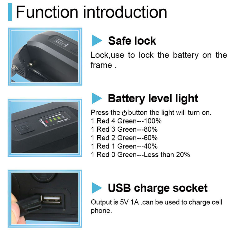 Hailong Li Ion E Bike Battery 36V 13Ah 500W Lithium Ion Ebike Kit Battery Case Electric Bike Battery Pack