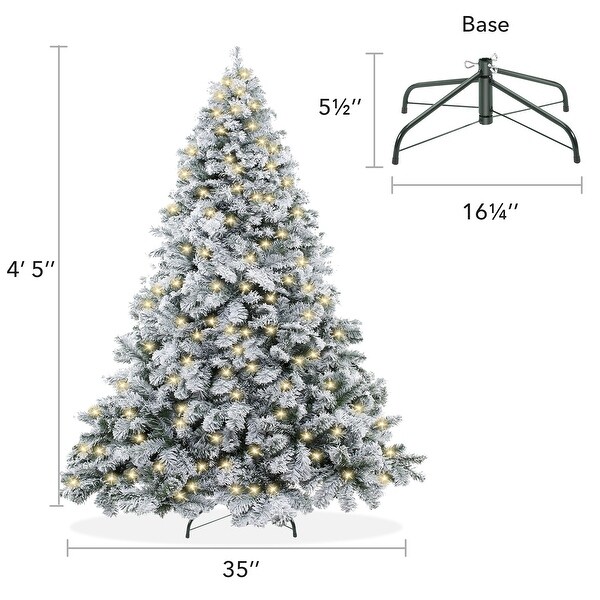 4.5FT PreLit SnowFlocked Pine Artificial Holiday Christmas Tree