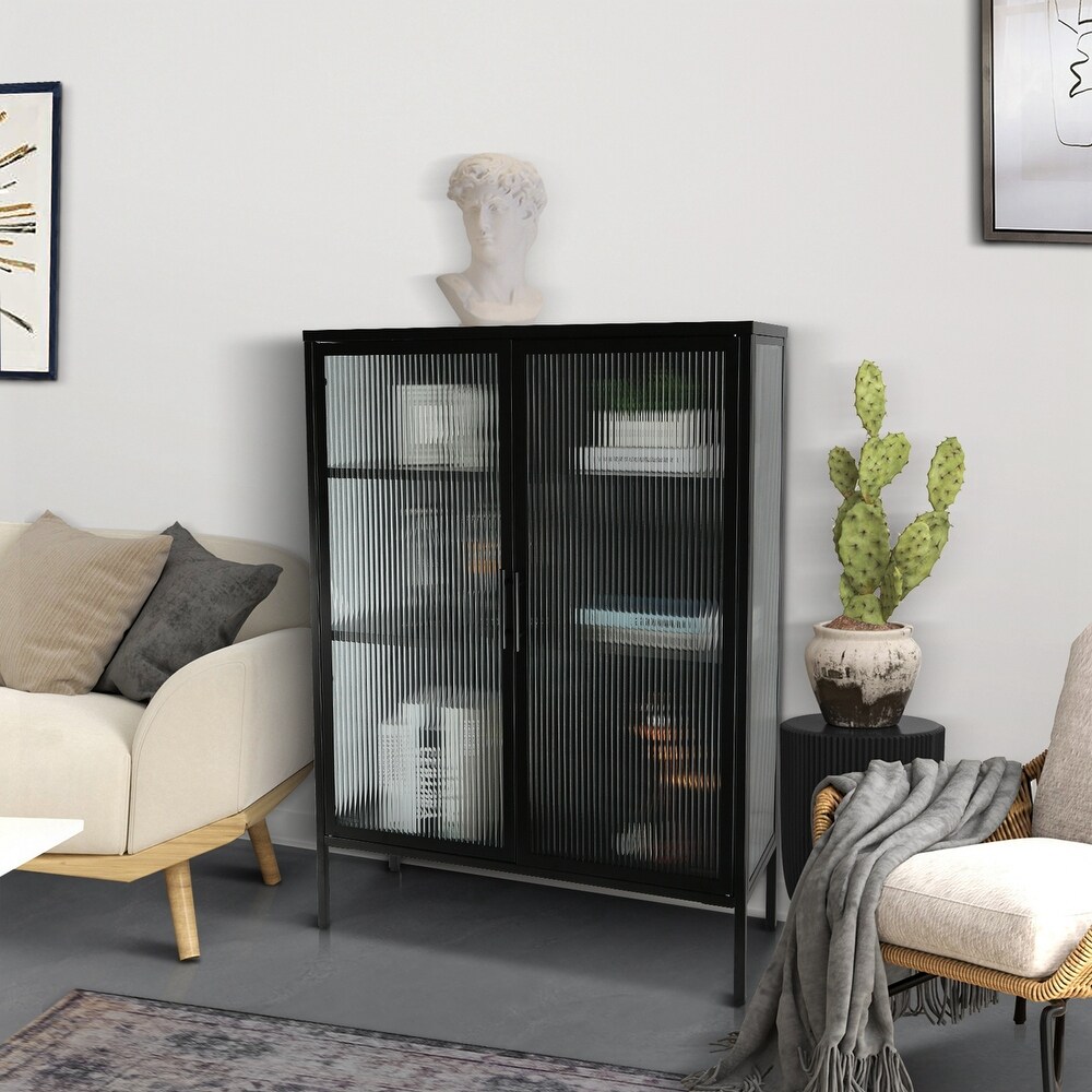 48 Inch Double Glass Door Storage Cabinet