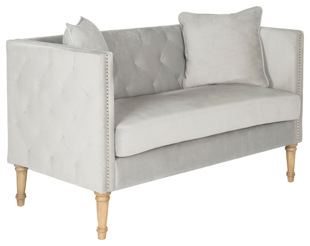 Safavieh Sarah Tufted Settee With Pillows   Traditional   Loveseats   by Safavieh  Houzz