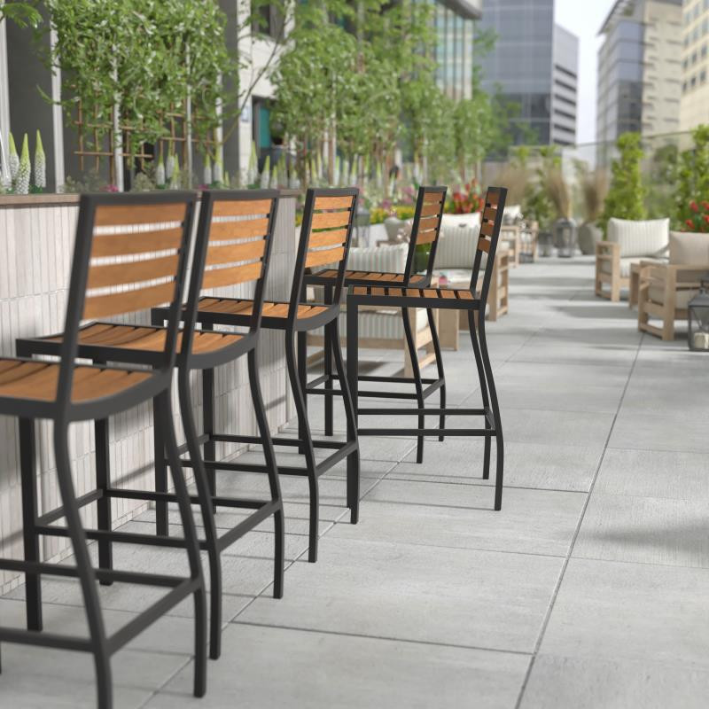 Faux Teak Patio Bar Stool   Transitional   Outdoor Bar Stools And Counter Stools   by PARMA HOME  Houzz