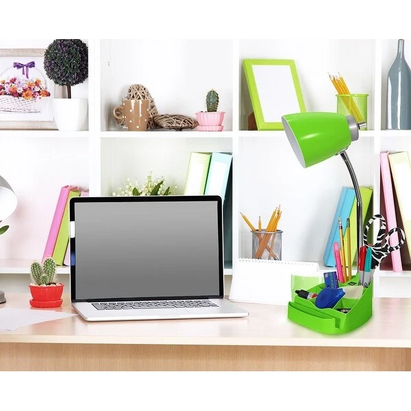 Limelights Gooseneck Organizer Desk Lamp with Tablet Stand Book Holder and USB port