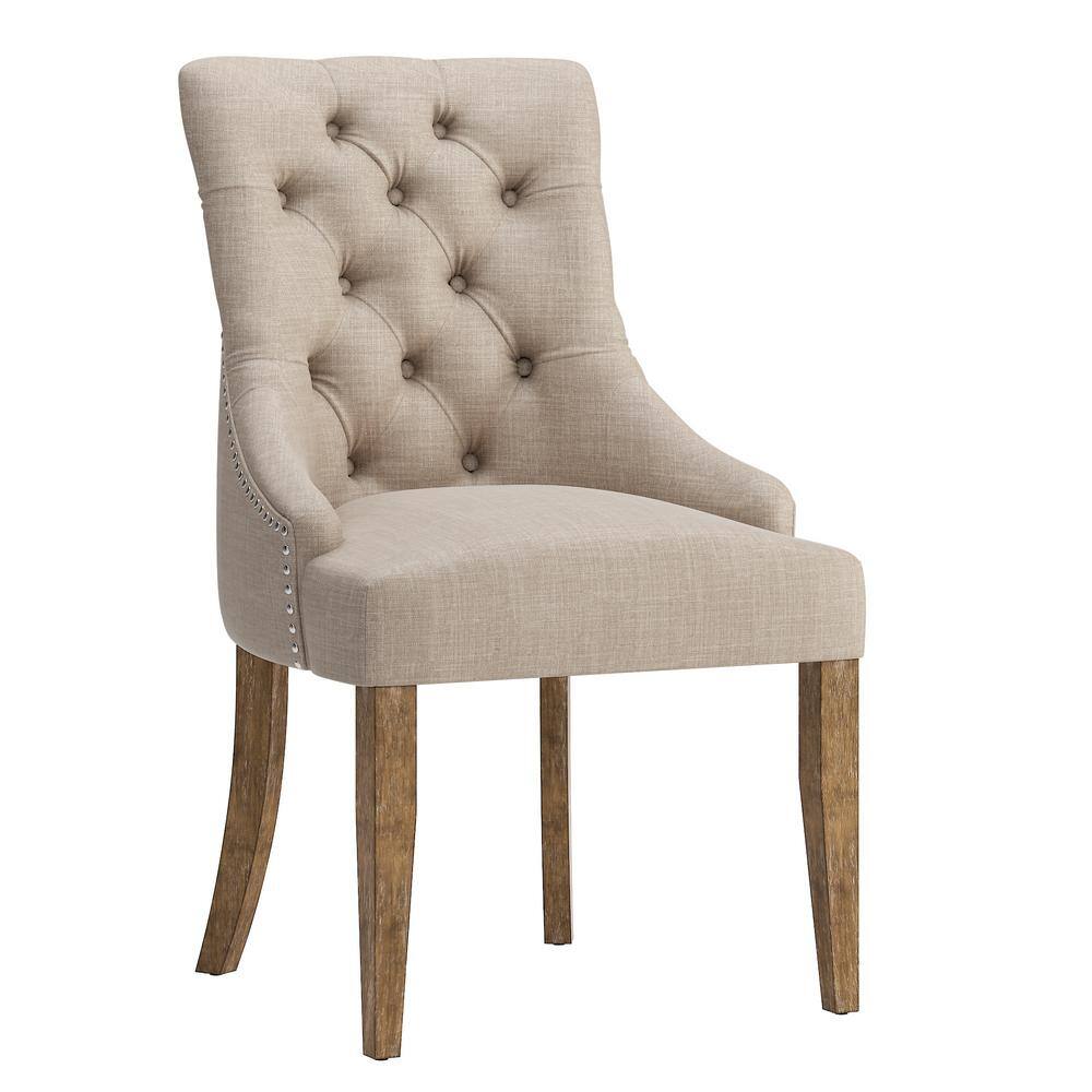 HomeSullivan Marjorie Beige Linen Button Tufted Dining Chair (Set of 2) 40E217C-BL2P