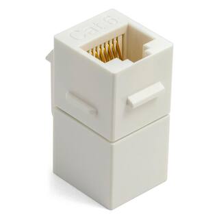 NTW Cat6 Slim Straight FF Feed-Through White Snap-In Keystone Coupler Jack NKY-FFC6S-WH