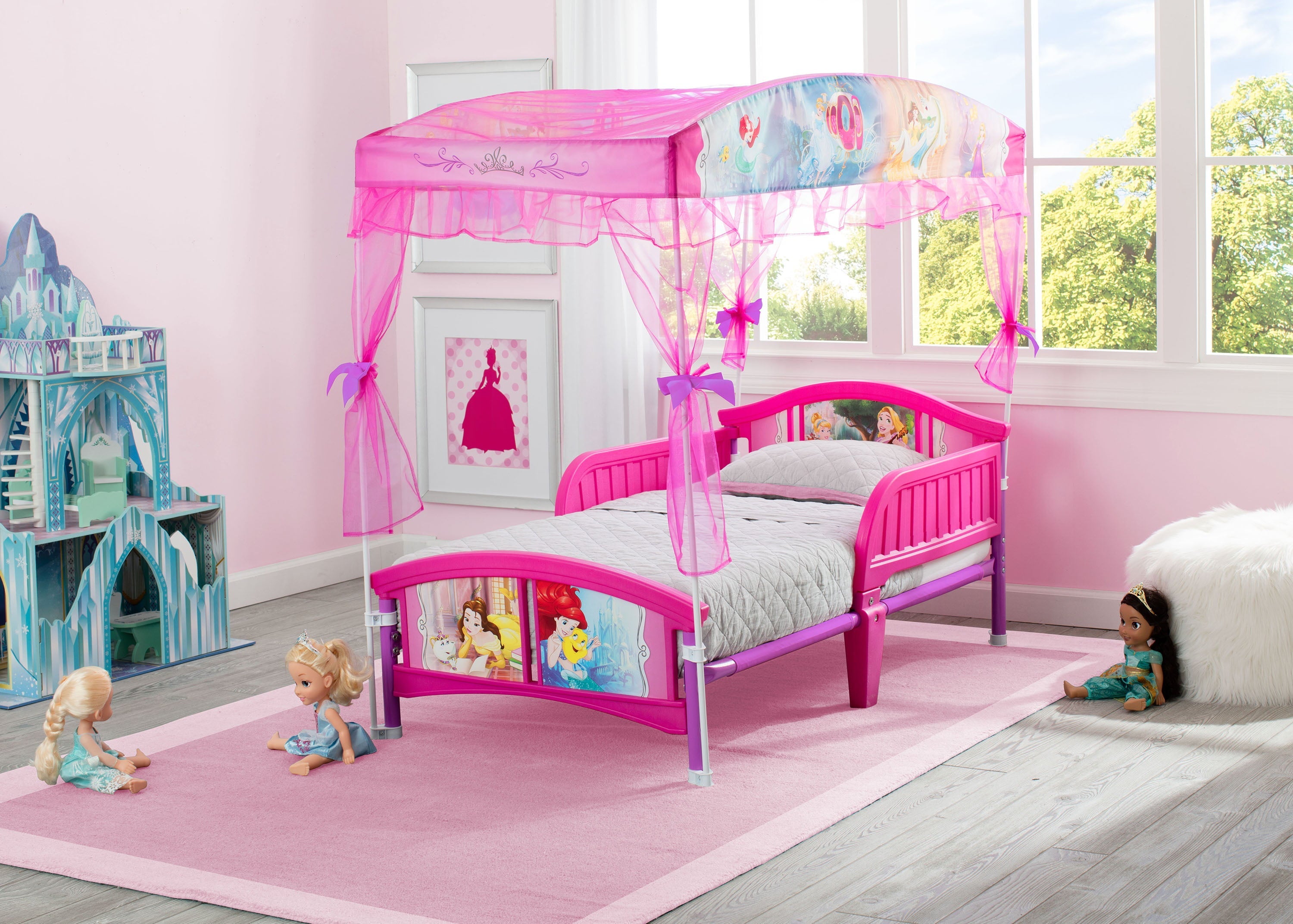 Delta Children Disney Princess Plastic Toddler Canopy Bed, Pink