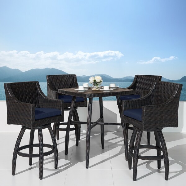 Deco 5 Piece Sunbrella Outdoor Patio Barstool Set