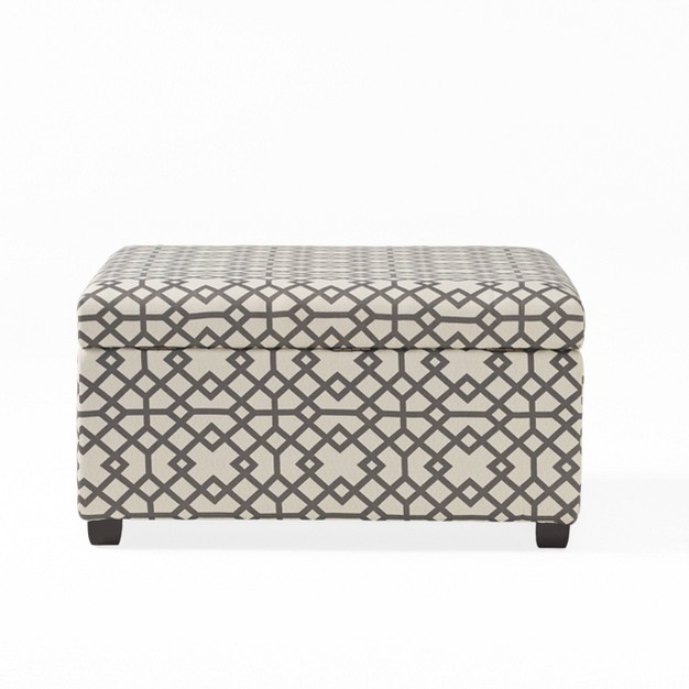 Tempe Storage Ottoman Gray Geometric Christopher Knight Home