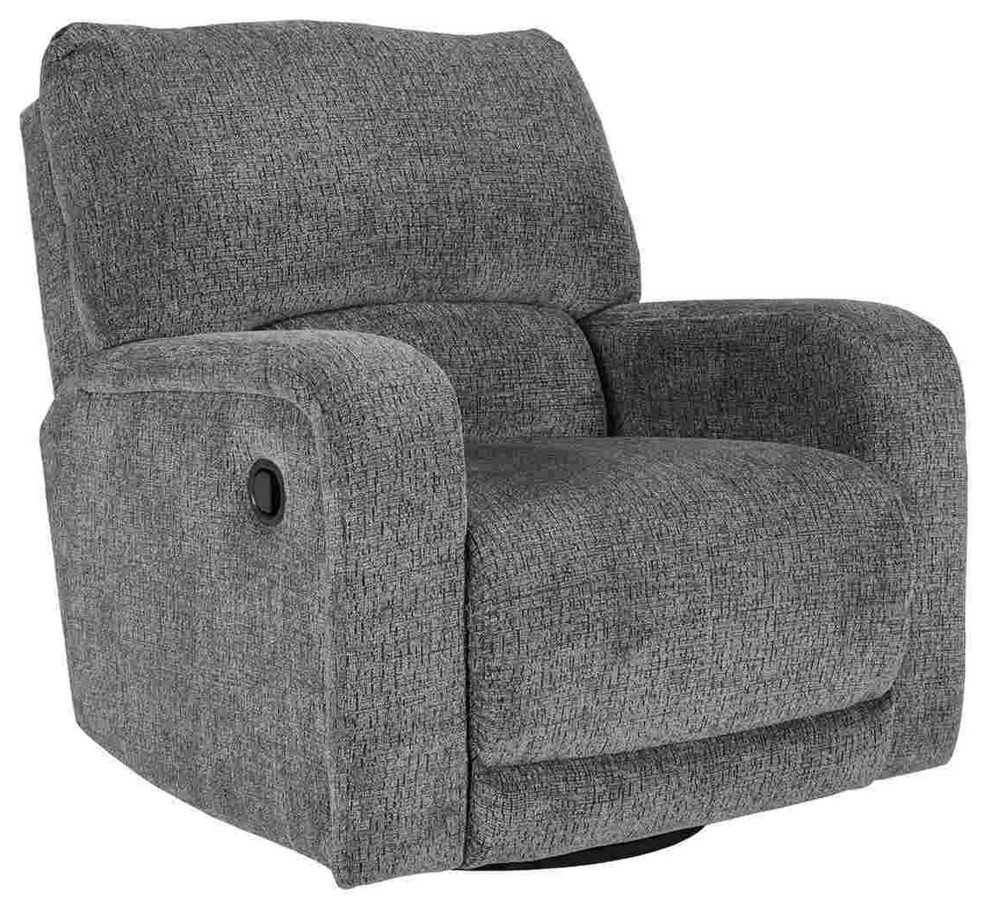 Benzara BM262381 Swivel Glider Recliner  Fabric Upholstery and Track Arms  Gray   Transitional   Gliders   by Uber Bazaar  Houzz