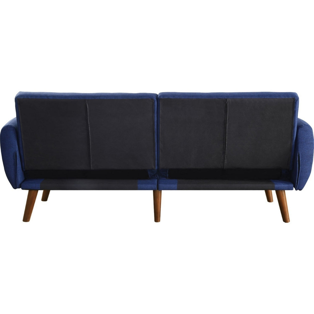 Fabric Upholstered Adjustable Sofa, Blue and Brown- Saltoro Sherpi