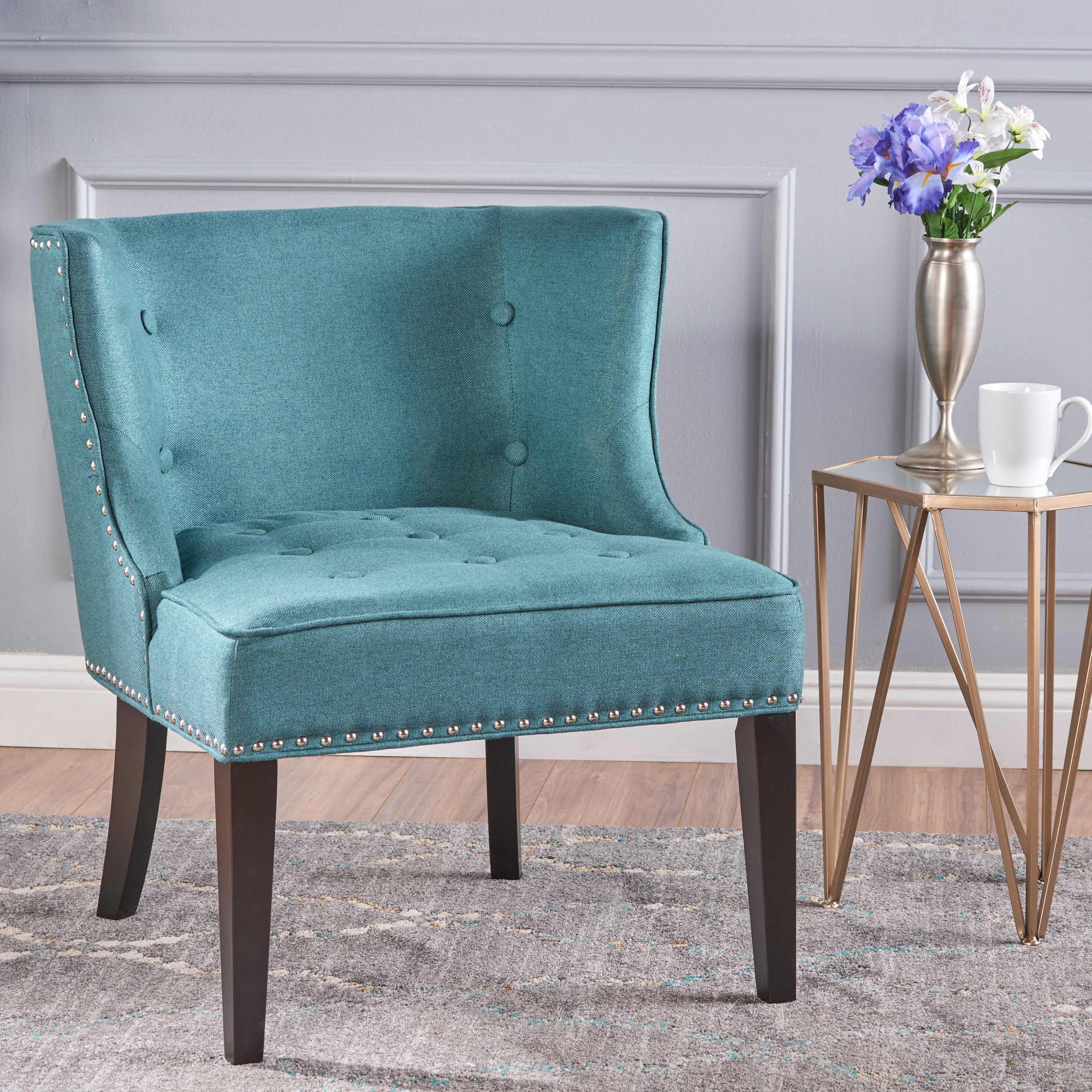 Adelina Contemporary Upholstered Accent Chair with Nailhead Trim