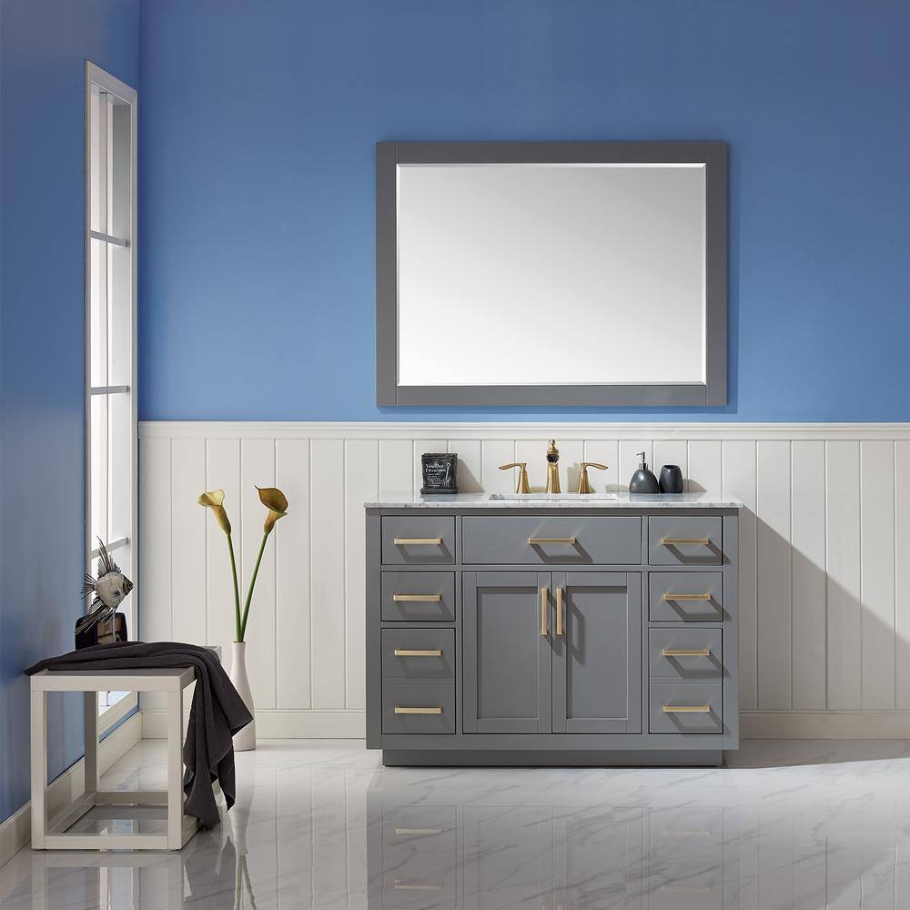 Altair Ivy 48 in. W x 36 in. H Rectangular Wood Framed Wall Bathroom Vanity Mirror in Grey 531048-MIR-GR