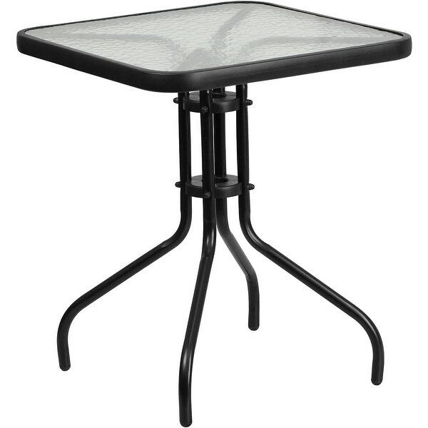 23.5'' Square Tempered Glass Metal Table