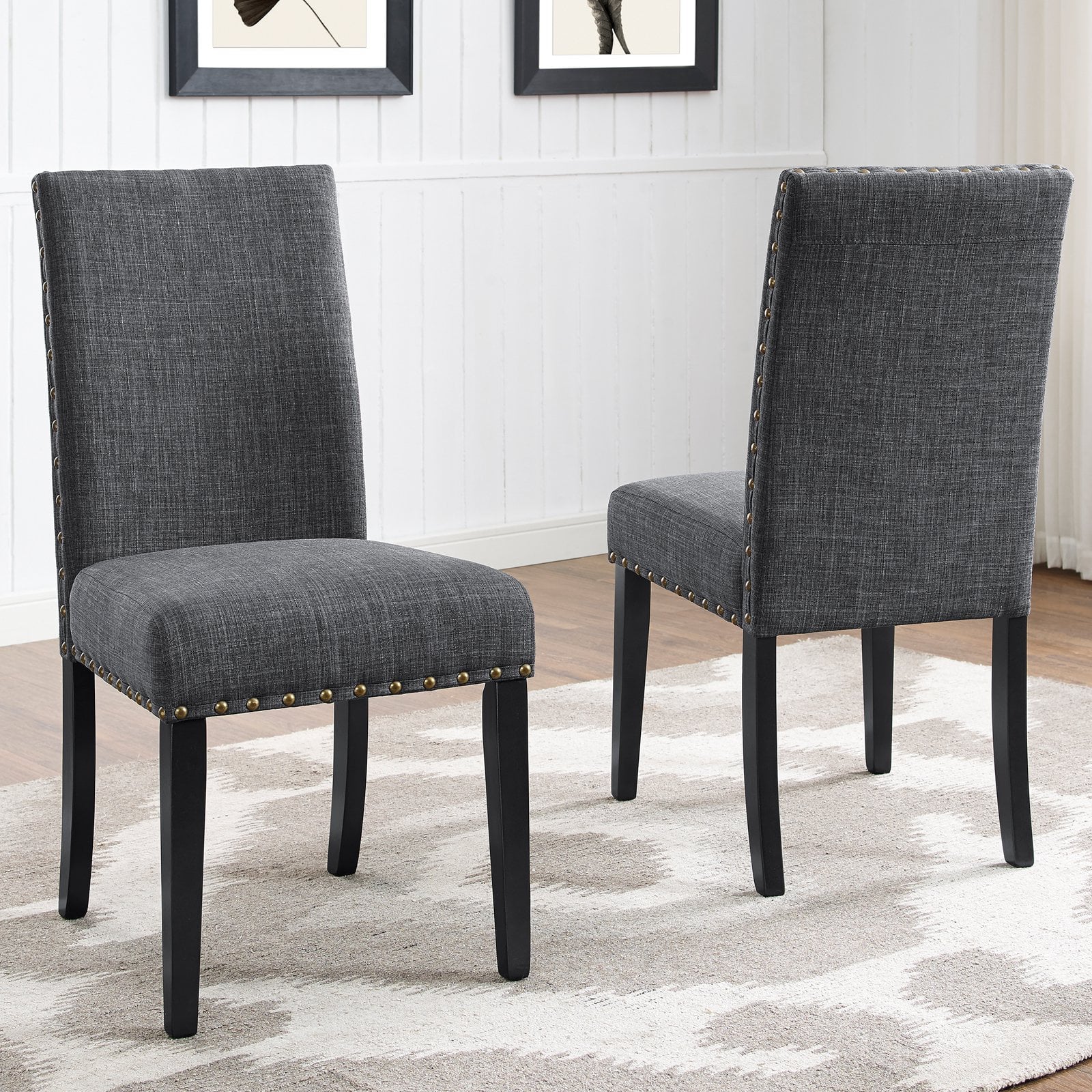 Roundhill Furniture Biony Dining Chair， Set of 2， Gray